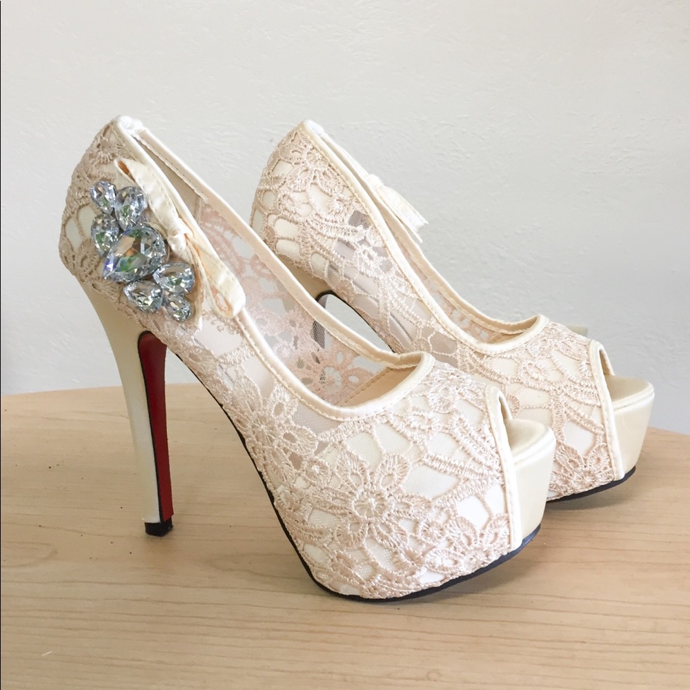 Ivory Lace Heels